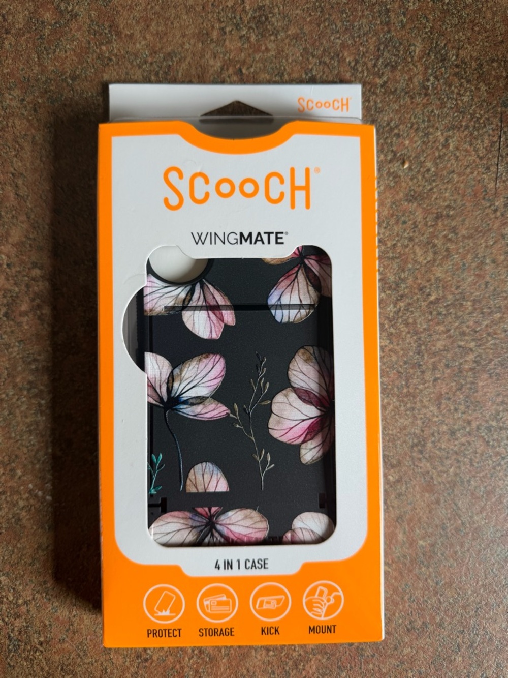 Wingmate Floral Black iPhone 16 Case with Pink Petals